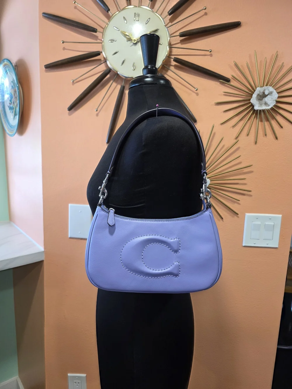 Coach Teri Lilac Smooth Leather C Shoulder Handbag Or Crossbody Bag CR099